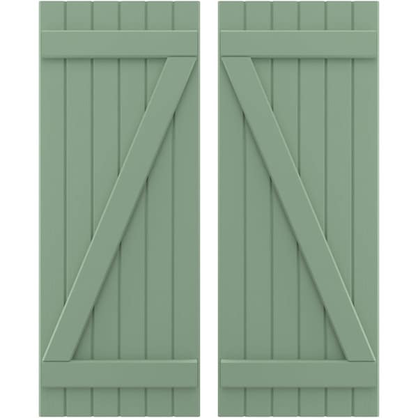 Ekena Millwork Americraft 6-Board (2 Batten) Wood Joined Board-n-Batten Shutters w/ Z-Bar, ARW102BB621X77TGH, PR ARW102BB621X77TGH - main